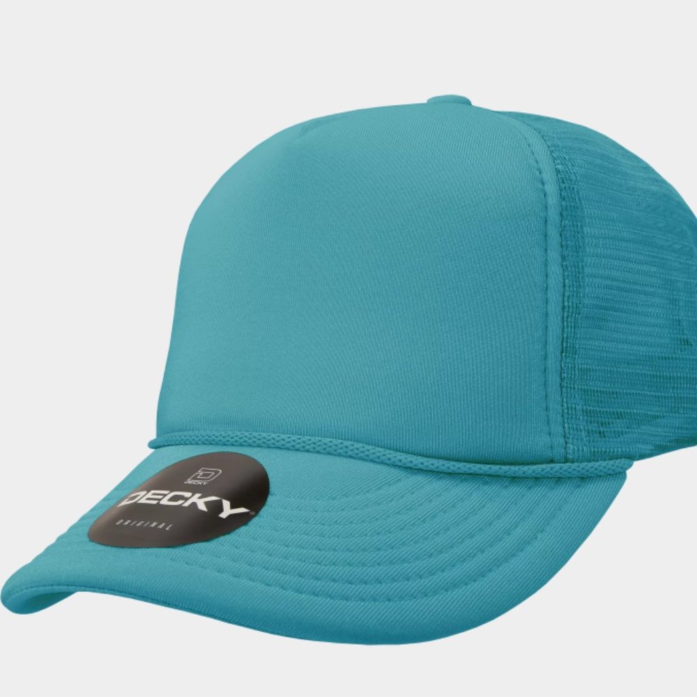 DECKY 5 Panel High Profile Structured Foam Trucker TEAL NWT